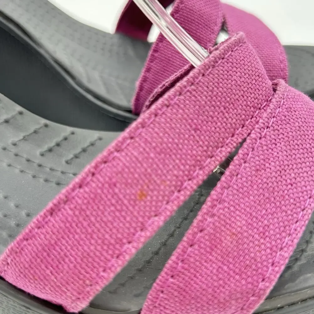 Crocs Leigh Wedge Womens 8 Sandal Wild Orchid Purple Gray Comfort Heels